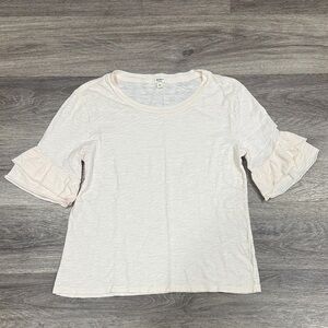 Dylan Women's Light Pink Ruffle Sleeve Tee Medium Oversized Cotton Top
